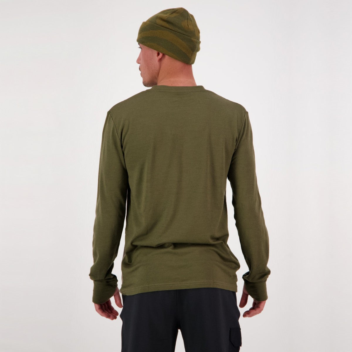 Mons Royale - Men's Yotei LS - Dark Olive / Walnut