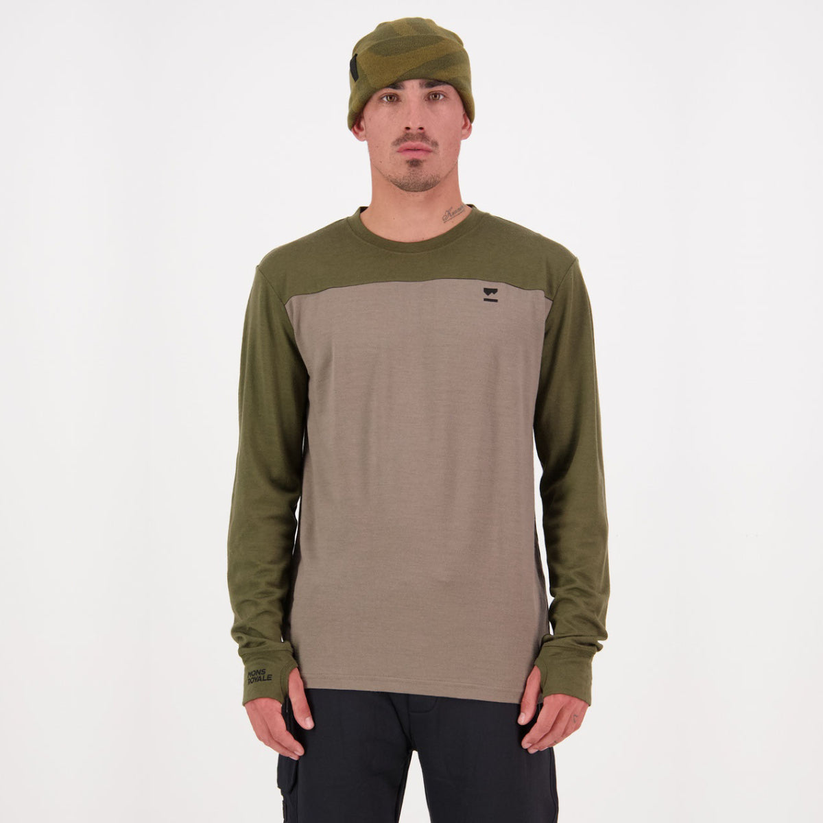 Mons Royale - Men's Yotei LS - Dark Olive / Walnut