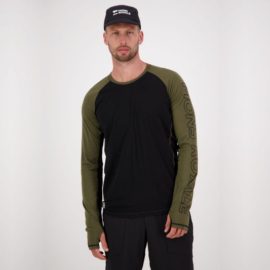 Mons Royale - Men's Temple Tech LS - Dark Olive / Black