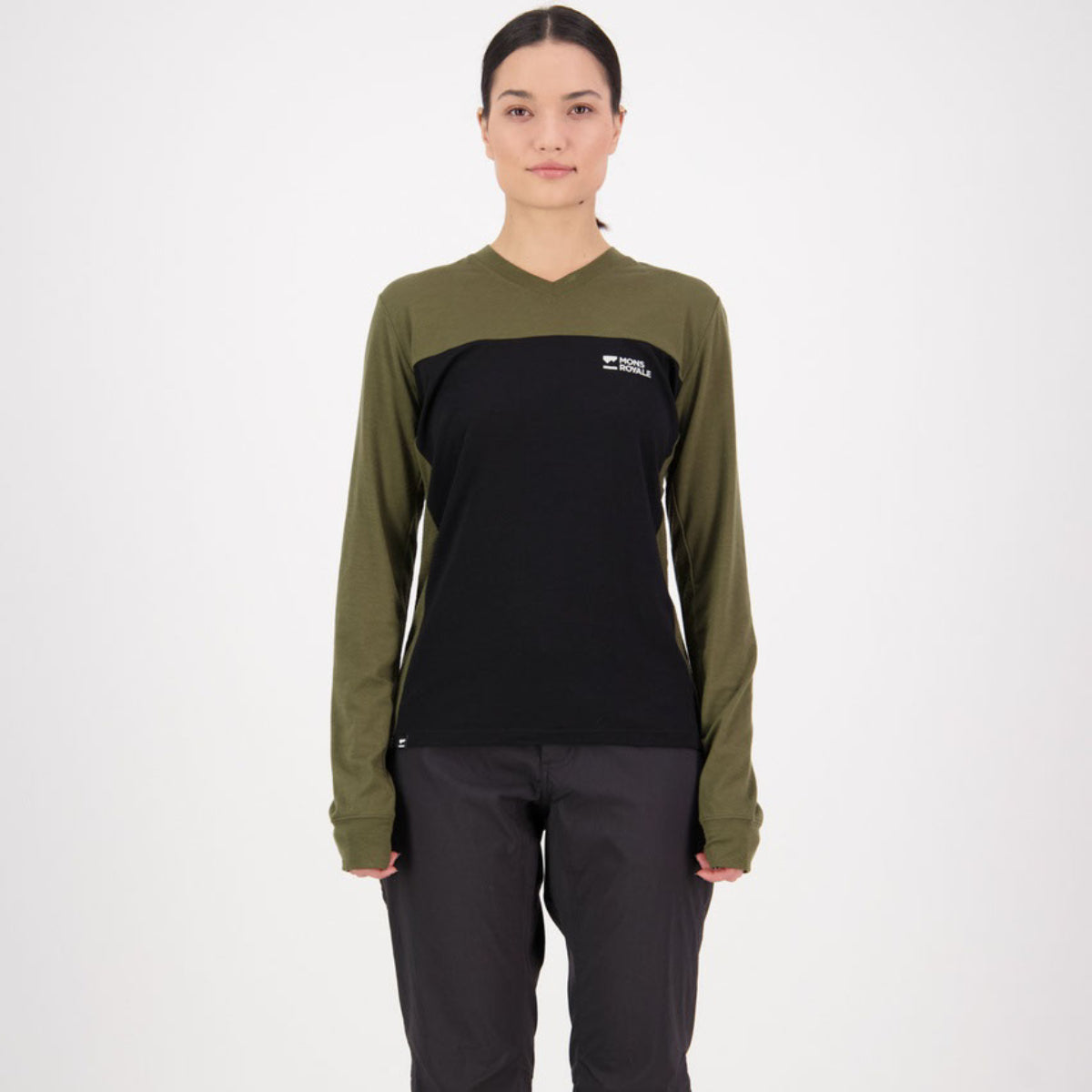 Mons Royale (Sample) - Women's Redwood Merino Air-Con VLS - Dark Olive/Black