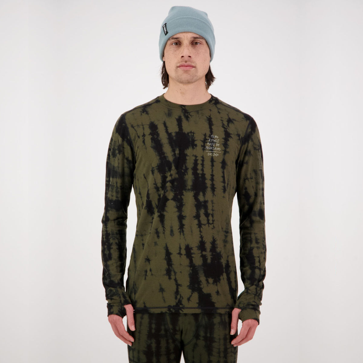 Mons Royale - Men's Cascade Merino Flex 200 LS - Olive Tie Dye