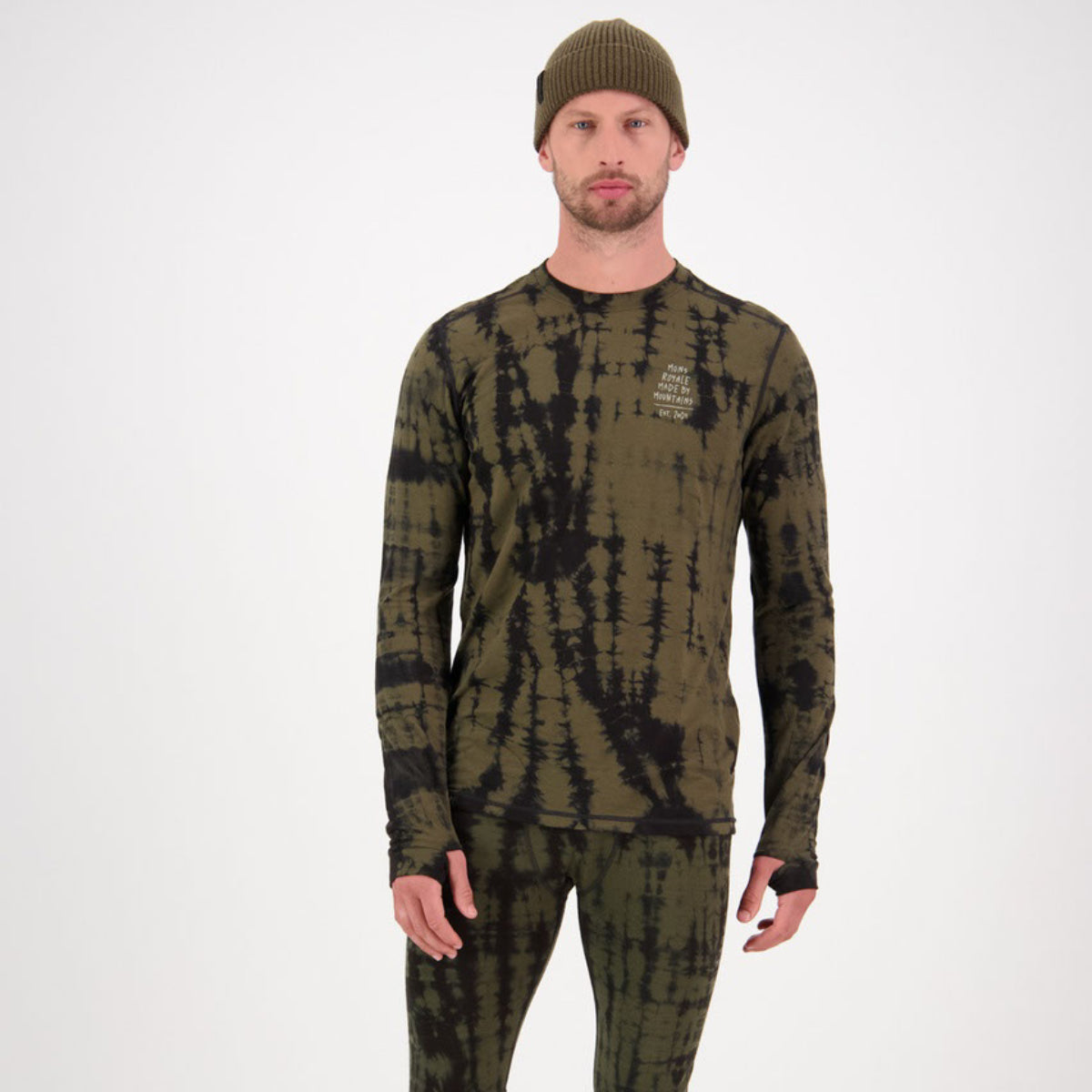Mons Royale - Men's Cascade Merino Flex 200 LS - Olive Tie Dye