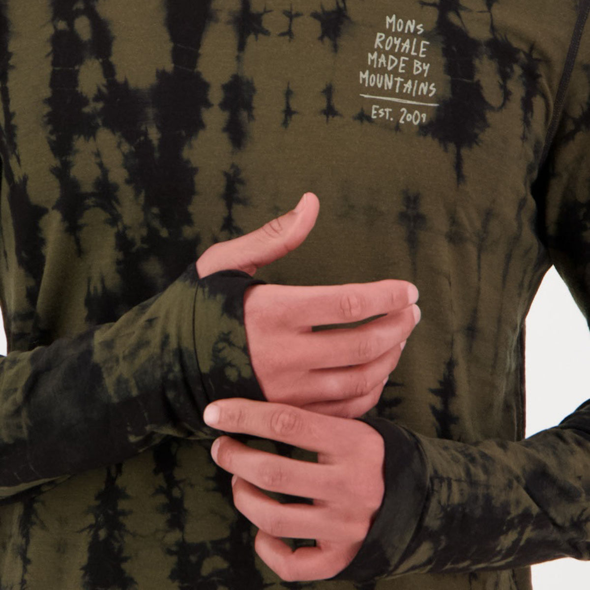 Mons Royale - Men's Cascade Merino Flex 200 LS - Olive Tie Dye