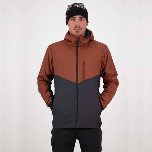 Mons Royale - Men's Arete Wool Insulation Hood - Dark Copper / Black