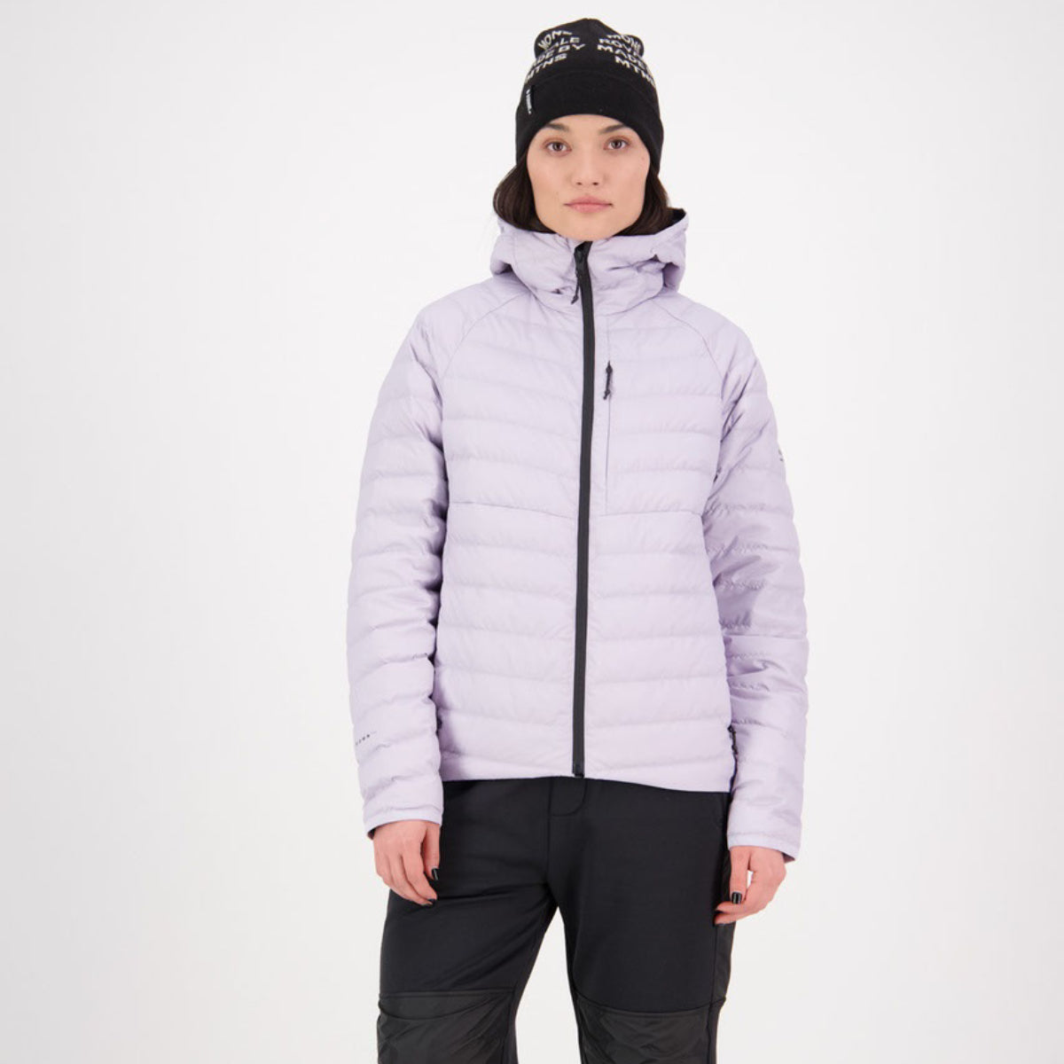 Mons Royale (Sample) - Women's Atmos Wool Down Light Weight Packable Hood - Light Thistle