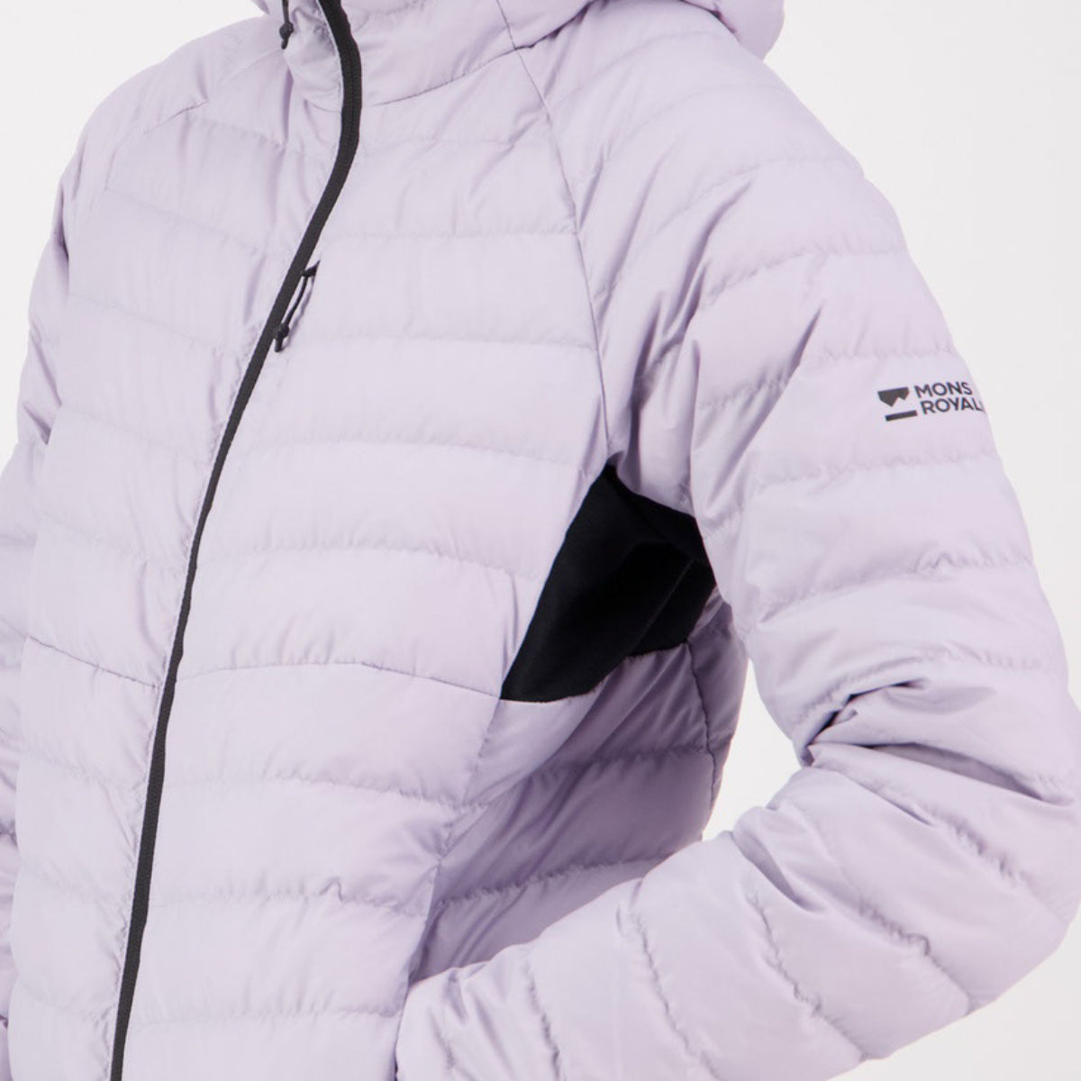 Mons Royale (Sample) - Women's Atmos Wool Down Light Weight Packable Hood - Light Thistle