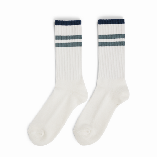 Amundsen Sports - Unisex Oslo Crew Socks - White/Stormy Blue