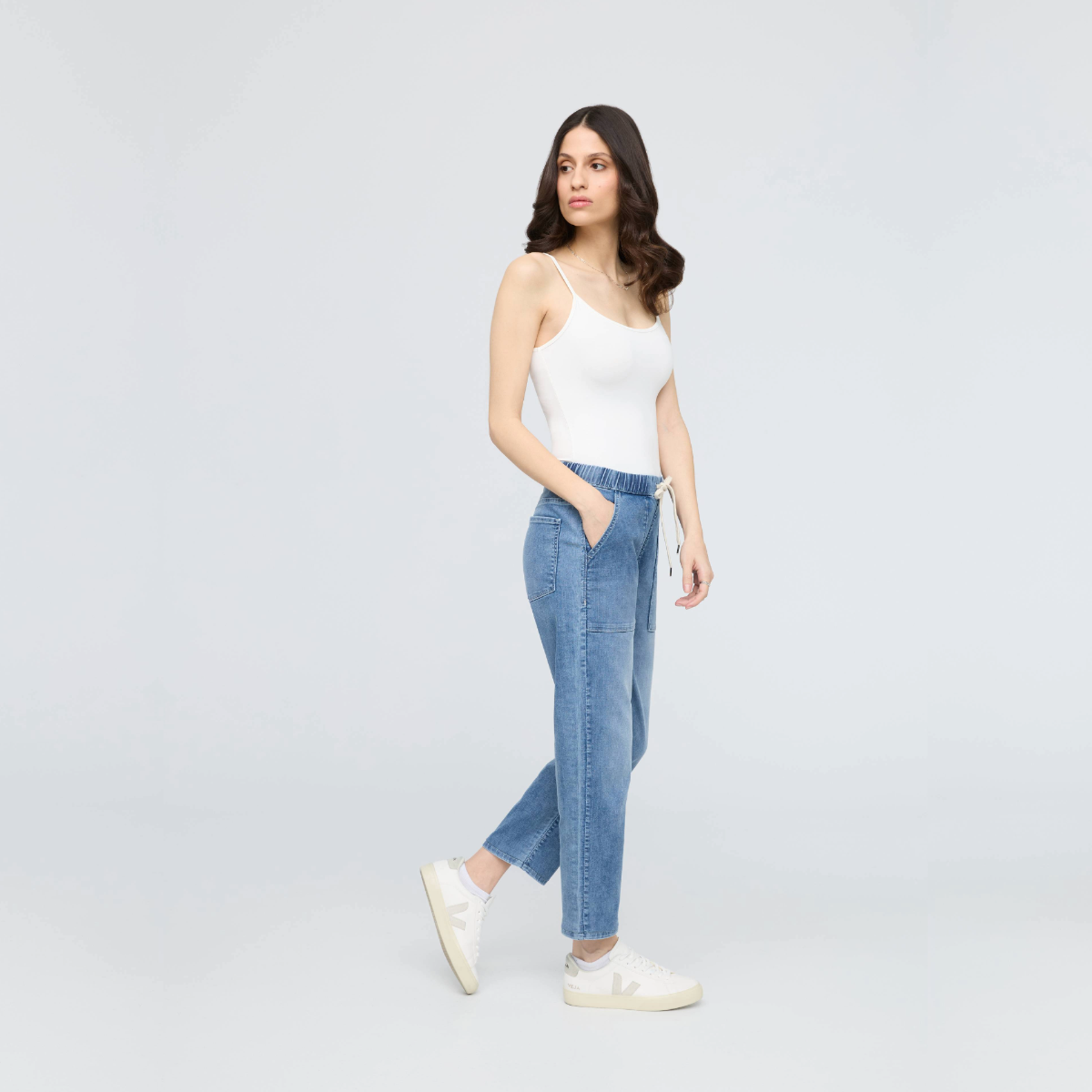 Duer (Sample) - Women's Performance Denim Harbour Pant - Light Stone