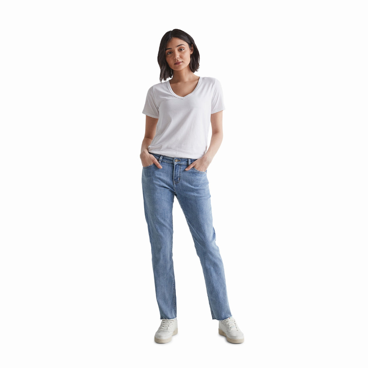 Duer (Sample) - Women's Performance Denim Girlfriend Jeans - Modern Bleach Raw