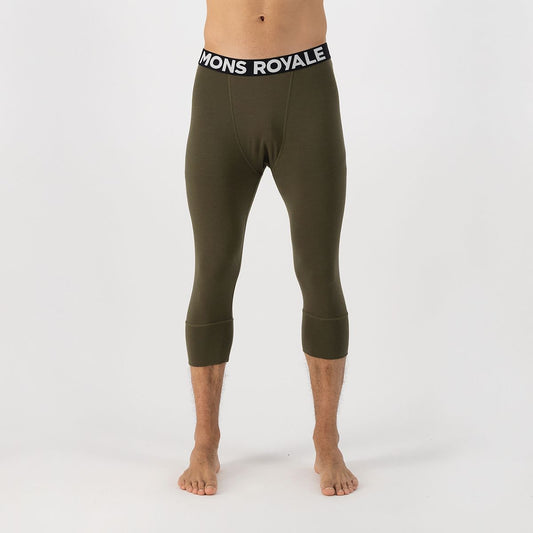 Mons Royale - Men's Cascade Merino Base Layer 3/4 Legging - Dark Olive