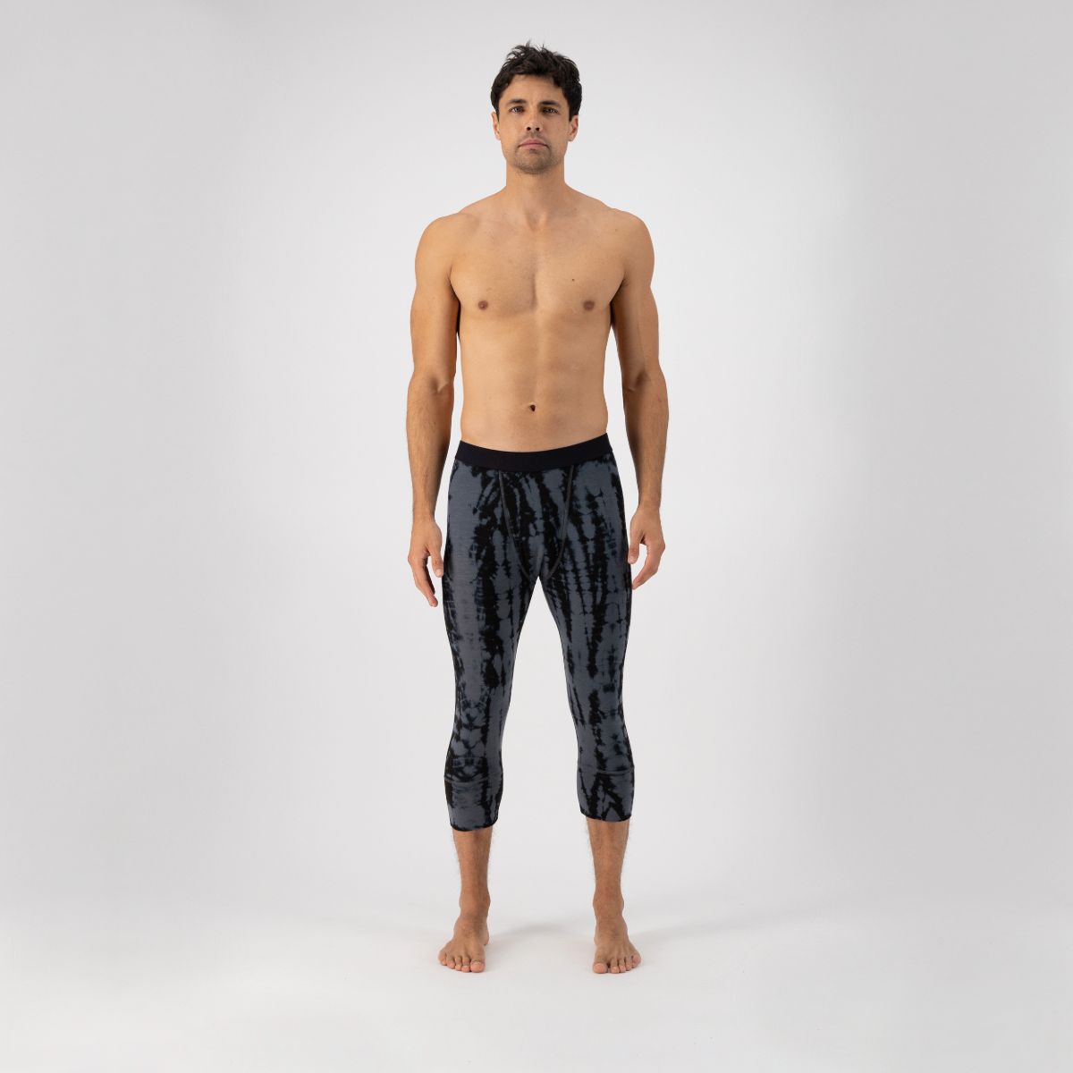 Mons Royale - Men's Cascade Merino Flex 200 3/4 Legging Garment Dyed - Grey Tie Dye