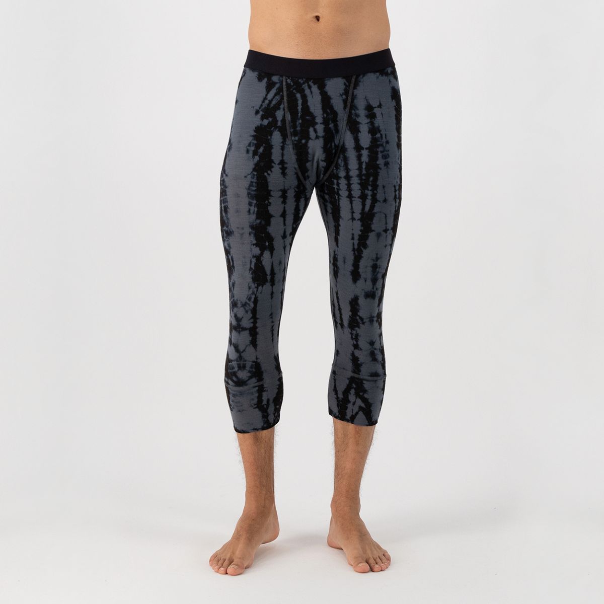 Mons Royale - Men's Cascade Merino Flex 200 3/4 Legging Garment Dyed - Grey Tie Dye
