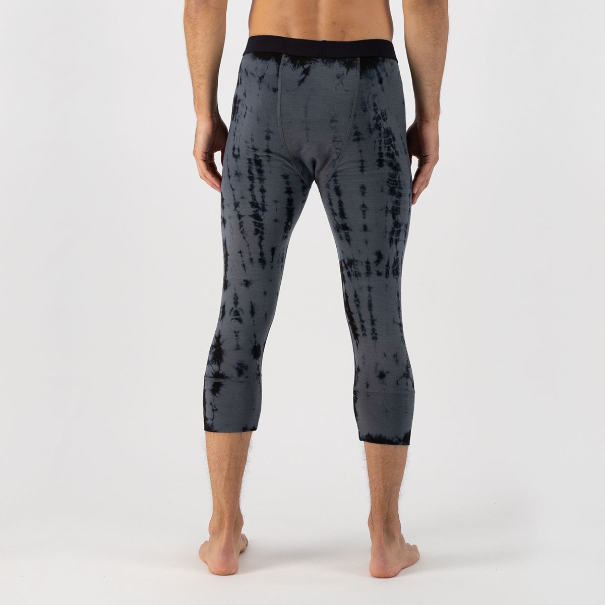 Mons Royale - Men's Cascade Merino Flex 200 3/4 Legging Garment Dyed - Grey Tie Dye
