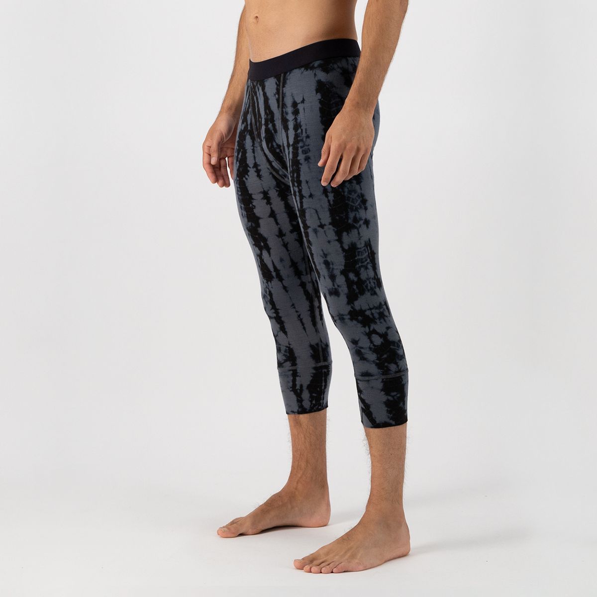 Mons Royale - Men's Cascade Merino Flex 200 3/4 Legging Garment Dyed - Grey Tie Dye