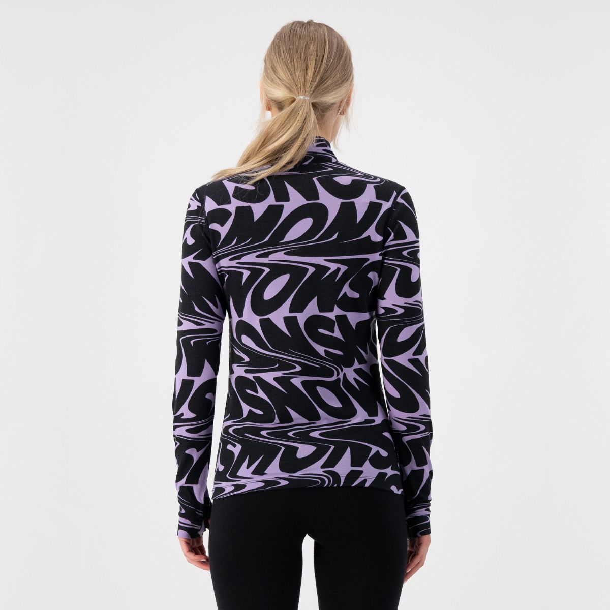 Mons Royale - Women's Cascade Merino Flex 200 Mock Neck LS - Signal Lost Lupin