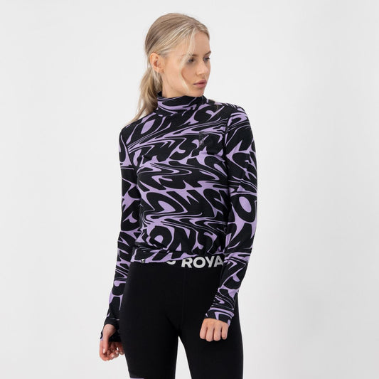 Mons Royale - Women's Cascade Merino Flex 200 Mock Neck LS - Signal Lost Lupin