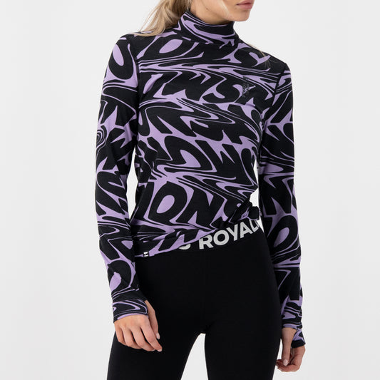 Mons Royale - Women's Cascade Merino Flex 200 Mock Neck LS - Signal Lost Lupin