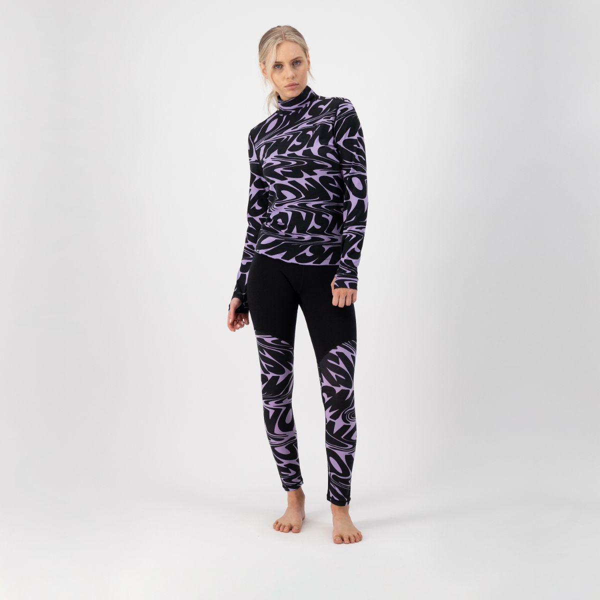 Mons Royale - Women's Cascade Merino Flex 200 Mock Neck LS - Signal Lost Lupin