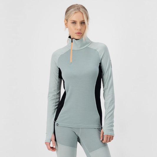 Mons Royale - Women's Olympus Half Zip - Glacier/Dew/Black
