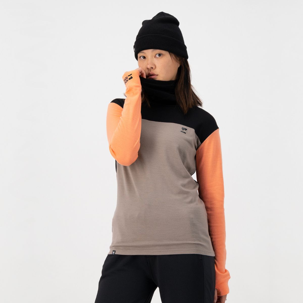 Mons Royale - Women's Yotei BF High Neck - Punch/Cinder/Black