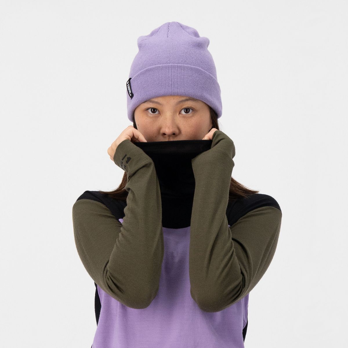 Mons Royale - Women's Yotei BF High Neck - Lupin/Dark Olive/Black