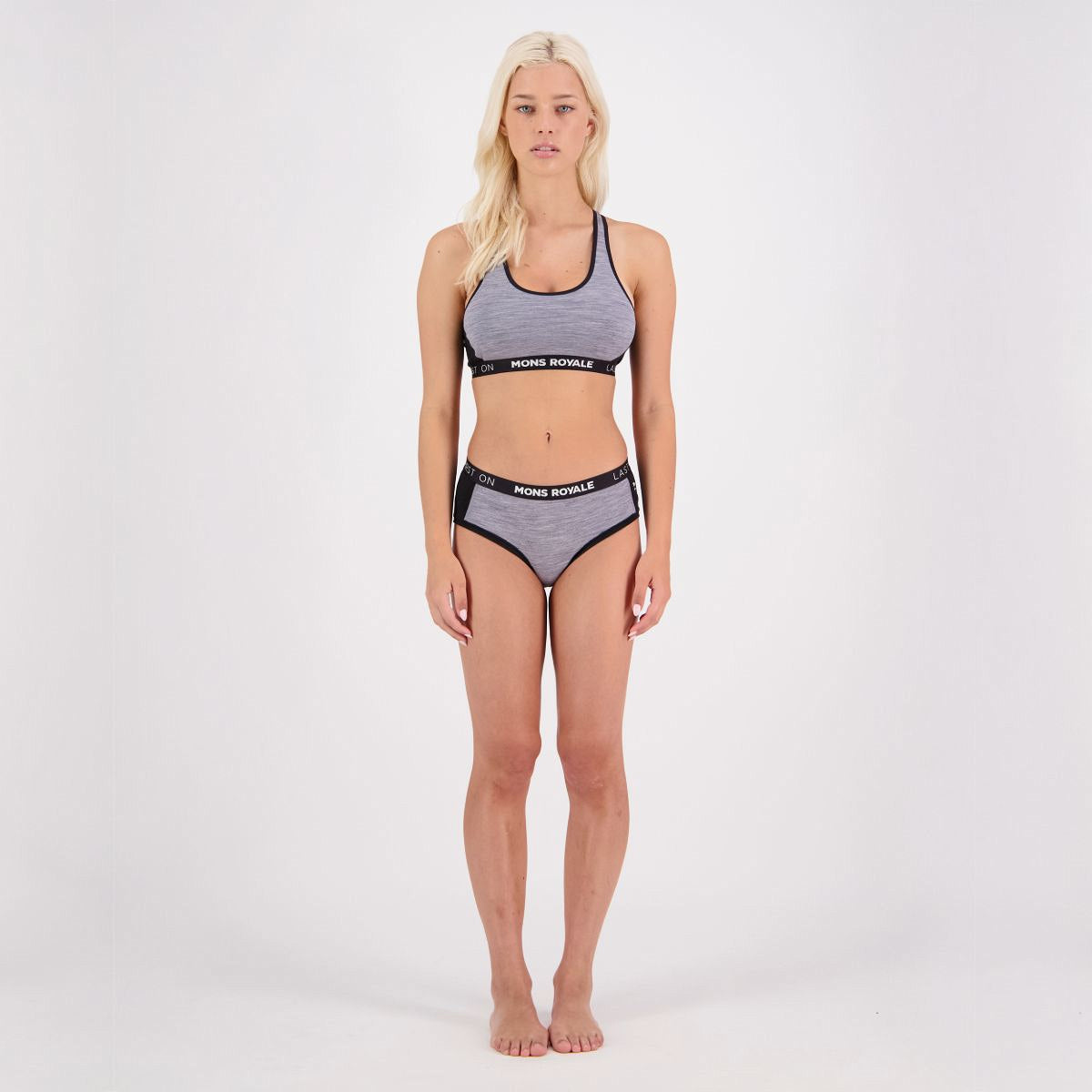 Mons Royale - Women's Sylvia Merino Boyleg - Grey Heather/Black