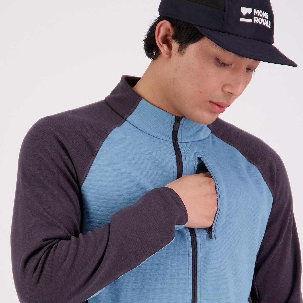 Mons Royale (Sample) - Men's Approach Merino Gridlock Jacket - Ash Blue/Shale