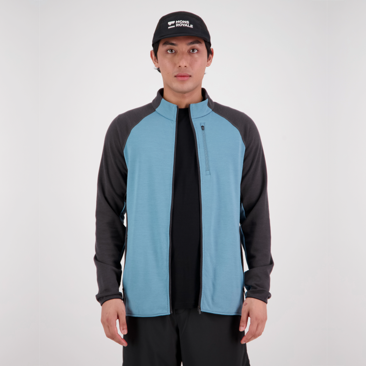 Mons Royale (Sample) - Men's Approach Merino Gridlock Jacket - Ash Blue/Shale