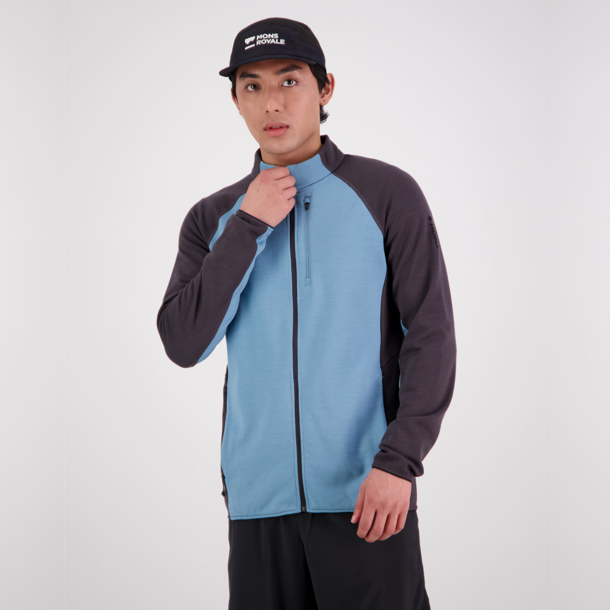Mons Royale (Sample) - Men's Approach Merino Gridlock Jacket - Ash Blue/Shale