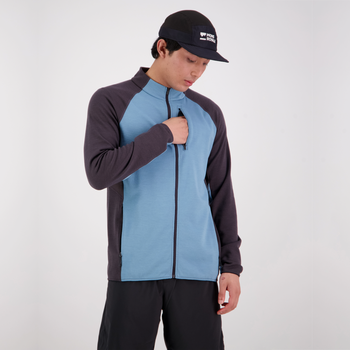 Mons Royale (Sample) - Men's Approach Merino Gridlock Jacket - Ash Blue/Shale