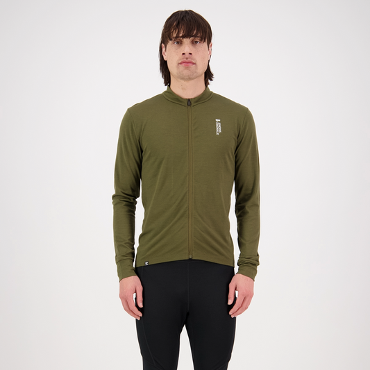 Mons Royale (Sample) - Men's Roam Cargo Merino Shift Full Zip LS - Dark Olive