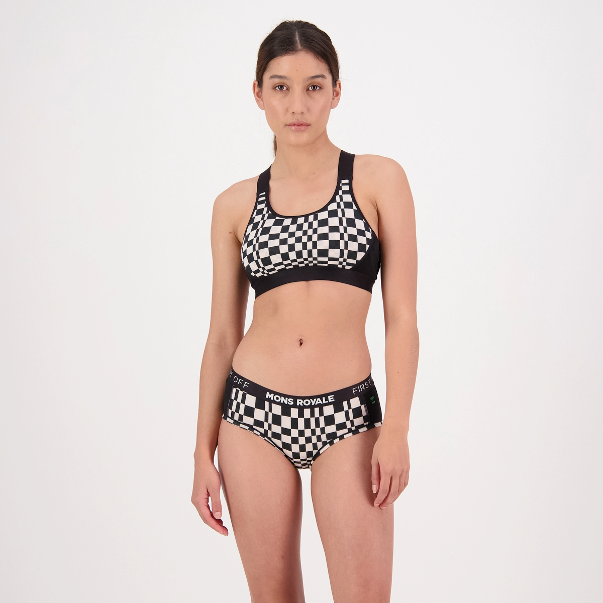 Mons Royale (Sample) - Women's Stella X-Back Bra - Checkers