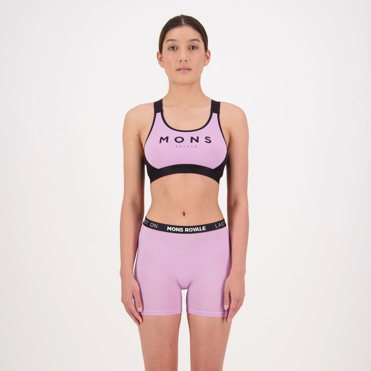 Mons Royale (Sample) - Women's Stella X-Back Bra - Orchid/Black