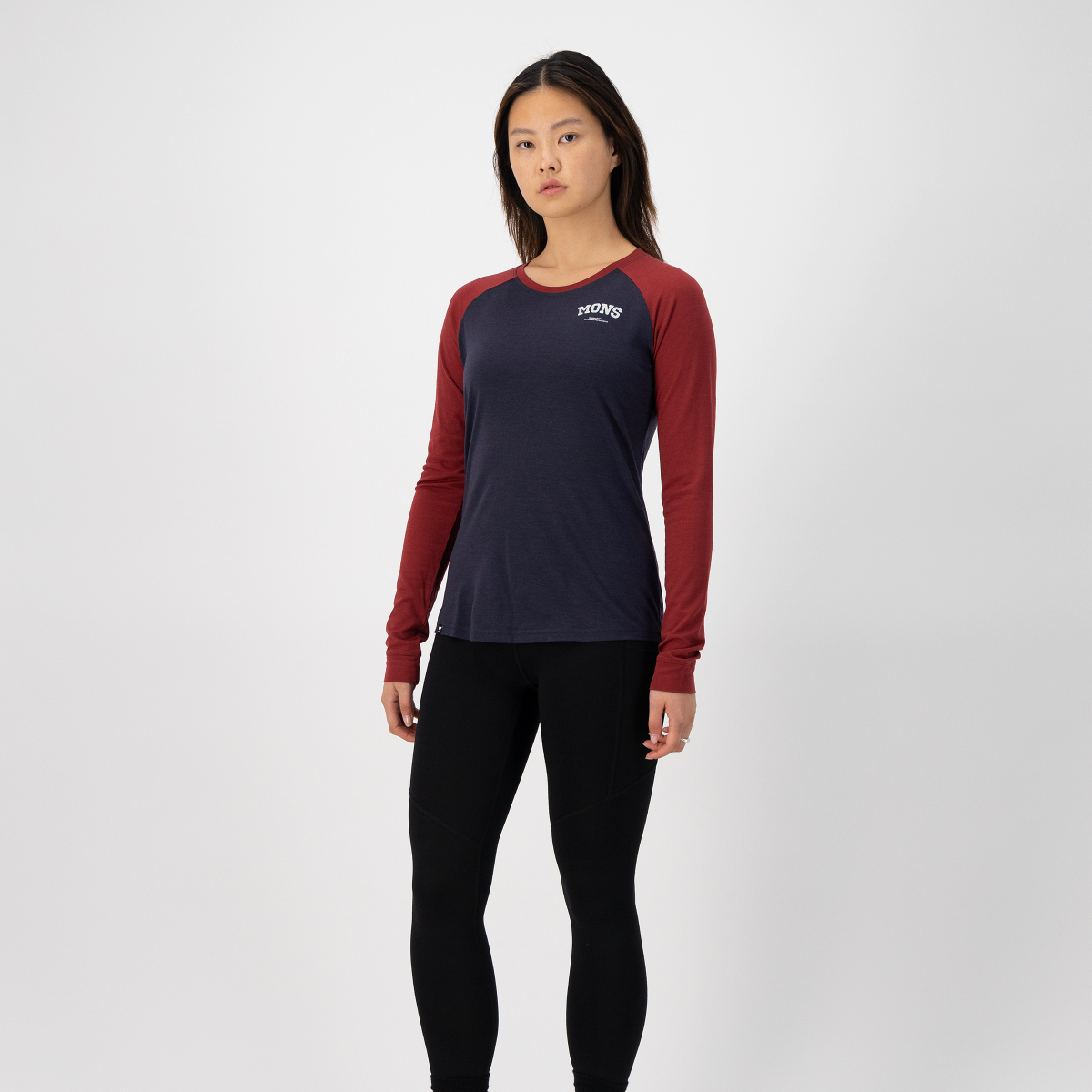 Mons Royale (Sample) - Women's Icon Raglan - Cherry/9 Iron