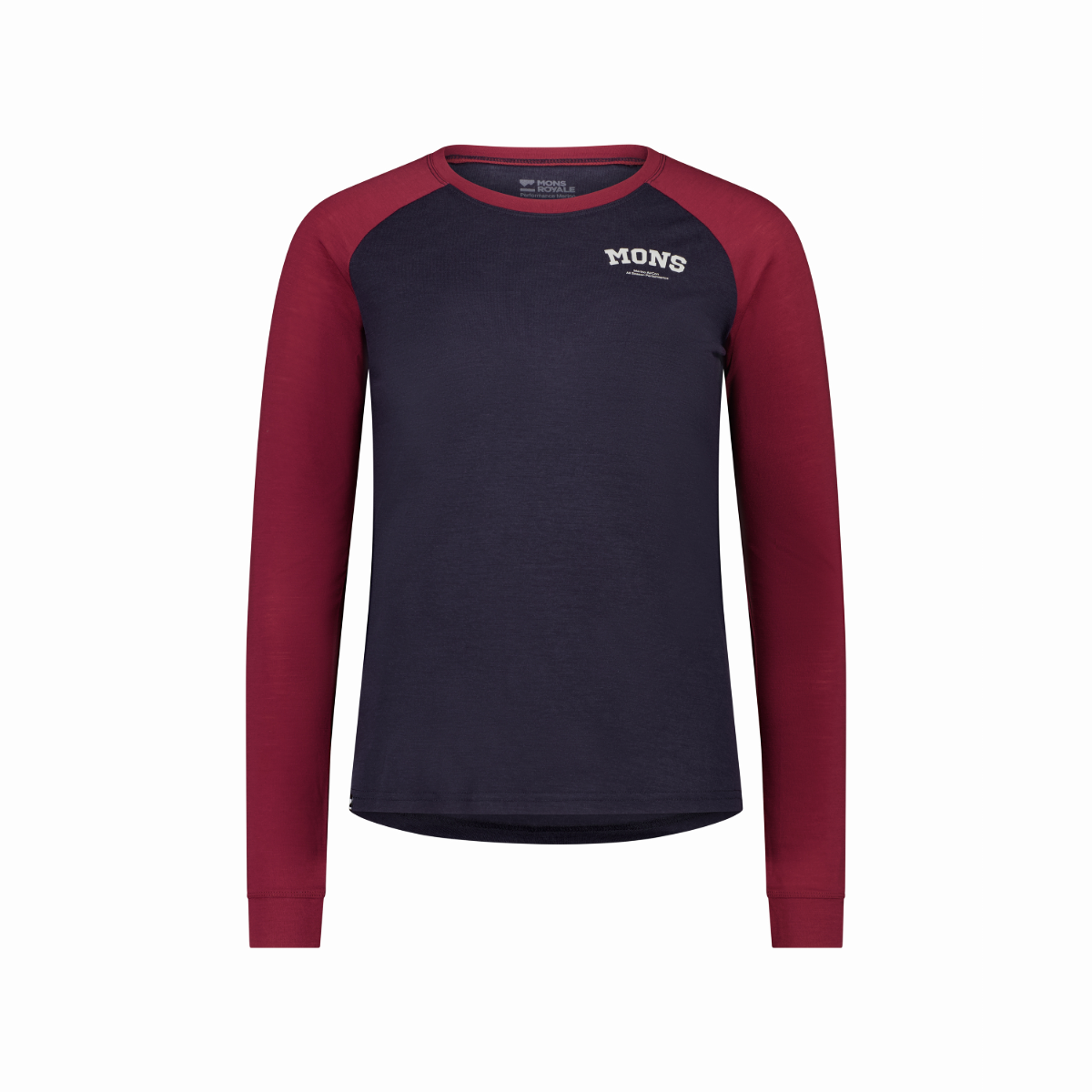 Mons Royale (Sample) - Women's Icon Raglan - Cherry/9 Iron