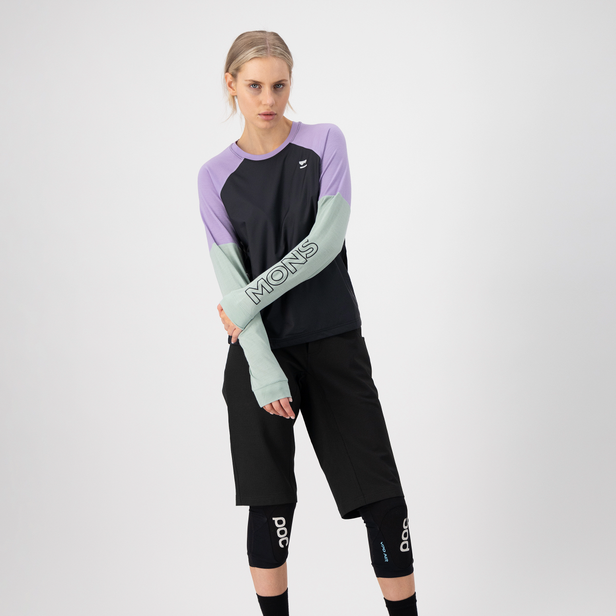Mons Royale (Sample) - Women's Tarn Merino Shift Wind Jersey - Glacier/Lupin/Black