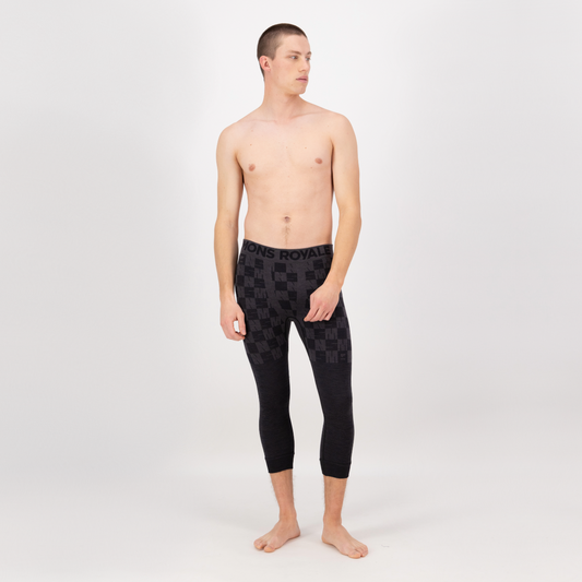 Mons Royale - Men's Ascender Merino Base Layer 3/4 Legging - Forged Iron/Black - Futureproof.life
