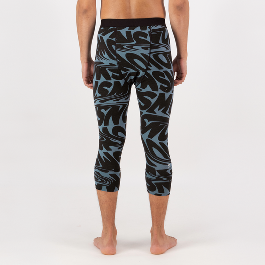 Mons Royale (Sample) - Men's Cascade Merino Base Layer 3/4 Legging - Signal Lost Goblin Blue - Futureproof.life