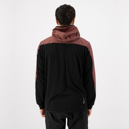 Mons Royale (Sample) - Men's Diversion Merino Wind Jacket - Coffee/Black - Futureproof.life