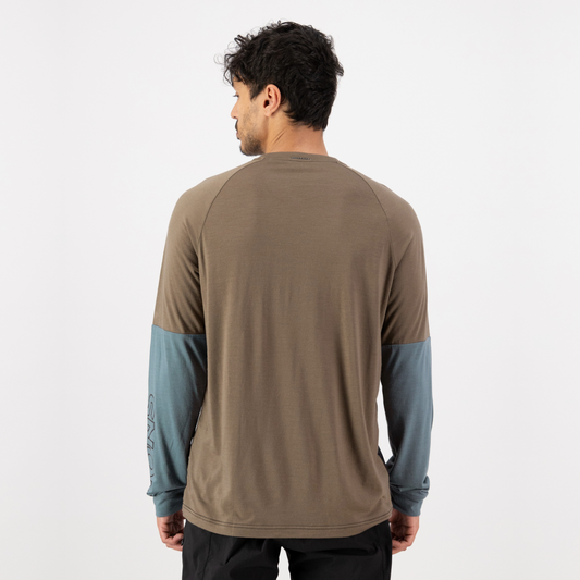 Mons Royale (Sample) - Men's Tarn Merino Bike Wind Jersey - Goblin Blue/Walnut/Black - Futureproof.life