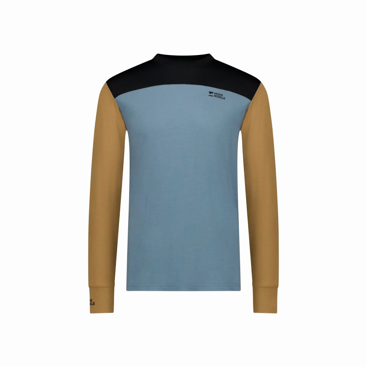 Mons Royale - Men's Yotei Merino Long Sleeve - Goblin Blue/Toffee/Black