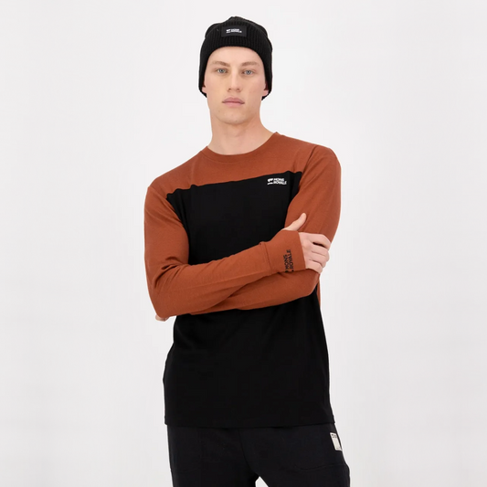 Mons Royale - Men's Yotei Merino Long Sleeve - Sienna/Black