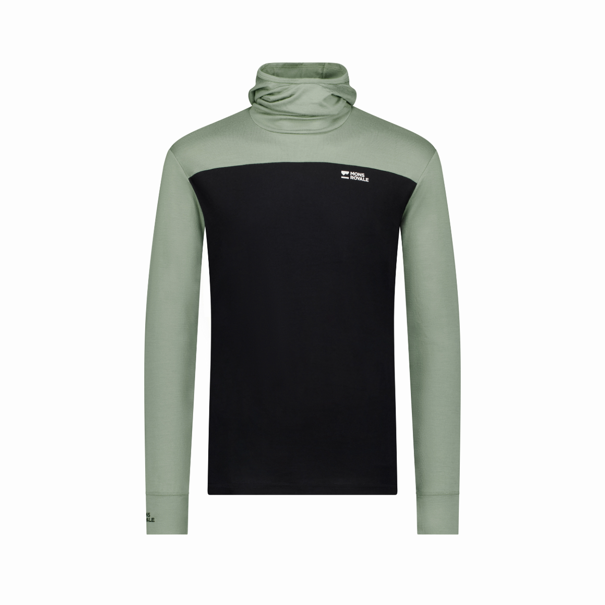 Mons Royale - Men's Yotei Merino Powder Hood Long Sleeve - Willow/Black