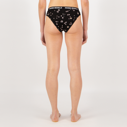 Mons Royale - Women's Folo Merino Briefs - Black Daisy
