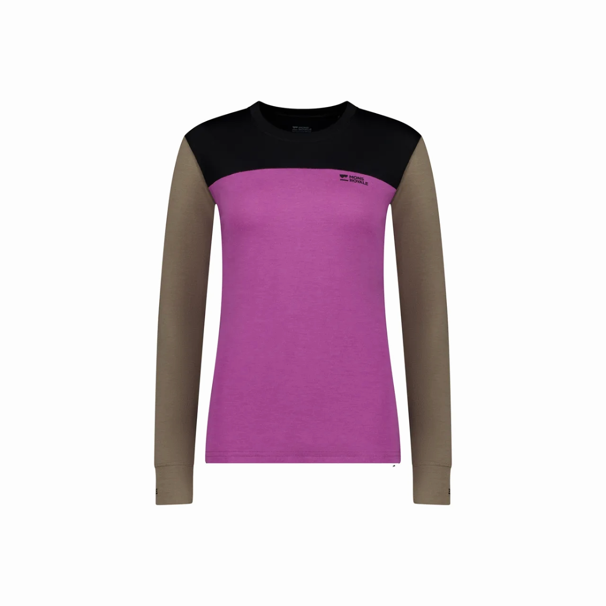 Mons Royale - Women's Yotei Merino Long Sleeve - Purple Bolt/Walnut/Black
