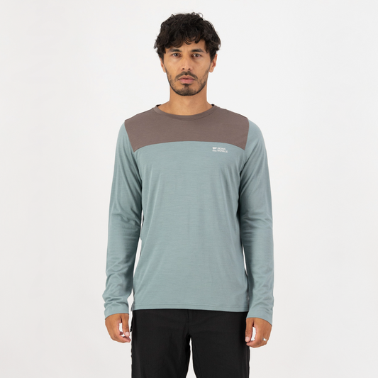 Mons Royale - Men's Diversion Merino Bike Jersey Long Sleeve - Desert Sage/Iron