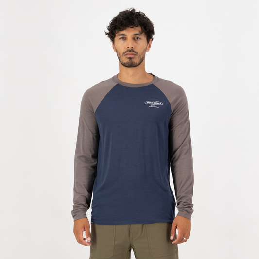 Mons Royale - Men's Icon Merino Raglan Long Sleeve - Midnight/Iron