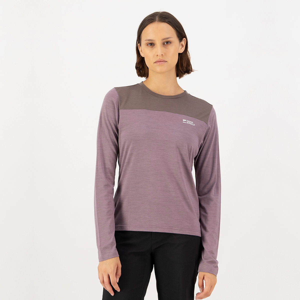 Mons Royale (Sample) - Women's Diversion Merino Long Sleeve Jersey - Mauve/Iron