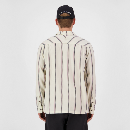 Mons Royale (Sample) - Men's AT Merino Long Sleeve Shirt - Bone Stripe
