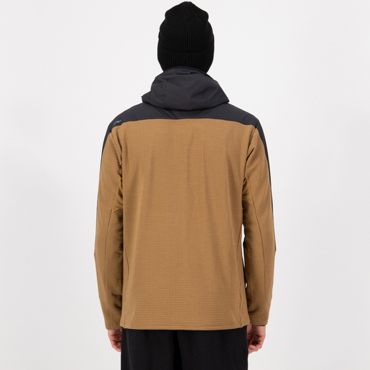 Mons Royale (Sample) - Men's Offgrid Merino Fleece Wind Jacket - Black/Toffee